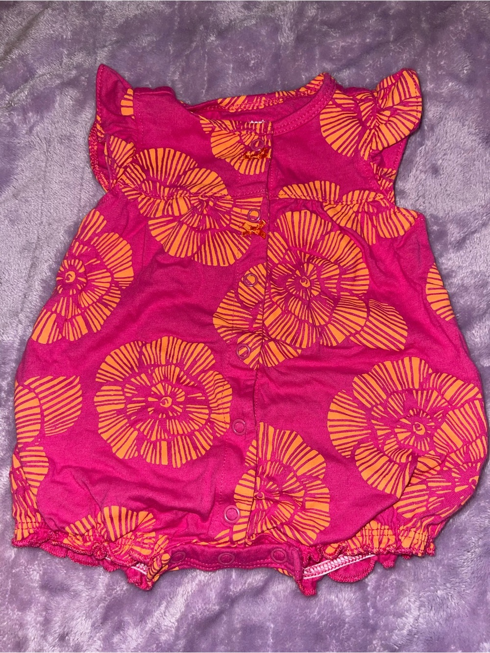 Carter's Hot Pink Romper with Orange Floral Print
